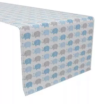 Дорожка для стола, 100 % хлопок, 16x72 дюйма, повтор Blue Elephant