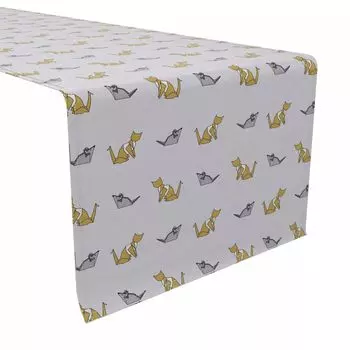 Дорожка для стола, 100 % хлопок, 16x72 дюйма, кошки-оригами.