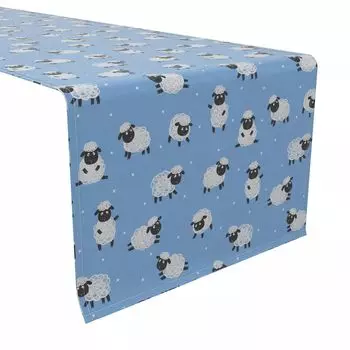 Дорожка для стола, 100 % хлопок, 16x72 дюйма, Little Sheep Blue
