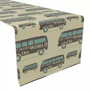 Дорожка для стола, 100 % хлопок, 16x90 дюймов, Vintage Lets Travel