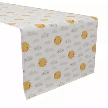 Дорожка для стола, 100% хлопок, 16x90 дюймов, Солнце и облака