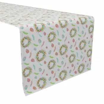 Дорожка для стола, 100 % хлопок, 16x90 дюймов, красочная весенняя пасха.