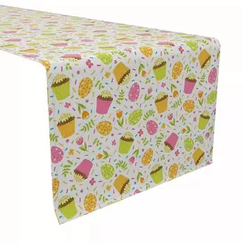 Дорожка для стола, 100 % хлопок, 16x90 дюймов, пасхальные угощения.