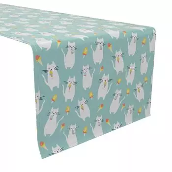 Дорожка для стола, 100 % хлопок, 16x90 дюймов, Sweet Cats and Ice Cream