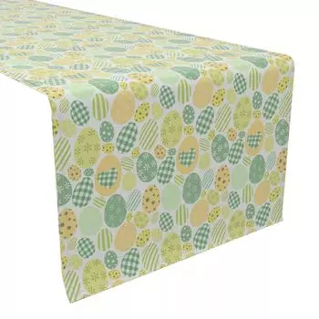 Дорожка для стола, 100% хлопок, пасхальные яйца в зелено-желтых тонах, 16x108 дюймов