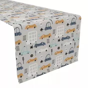 Дорожка для стола, 100% полиэстер, 12x72 дюйма, Doodle Cars