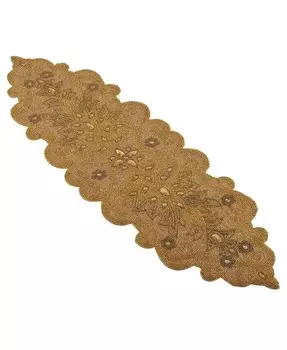 Дорожка для стола с мотивом прокрутки из бисера Saro Lifestyle, золото