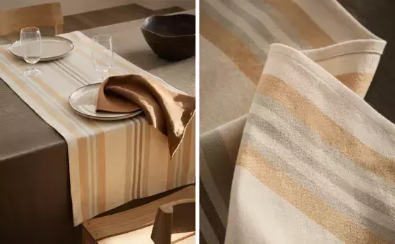 Дорожка для стола в цветную полоску Zara Home, зеленый