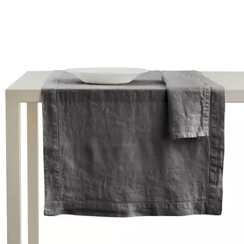 Дорожка на стол из чистого льна, без глажки - Андромеда Lisola Stone, цвет Grigio Scuro (Grisaglia)