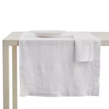 Дорожка на стол из чистого льна, без глажки - Андромеда Lisola Stone, цвет Bianco