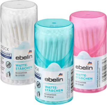 Дорожная коробка с ватными тампонами 50 шт. ebelin