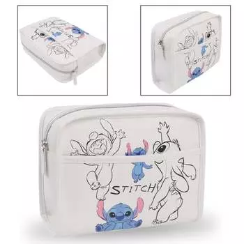 Дорожная косметичка Stitch Disney White, экокожа, вместительная 23x18x7см Универсальная sarcia.eu