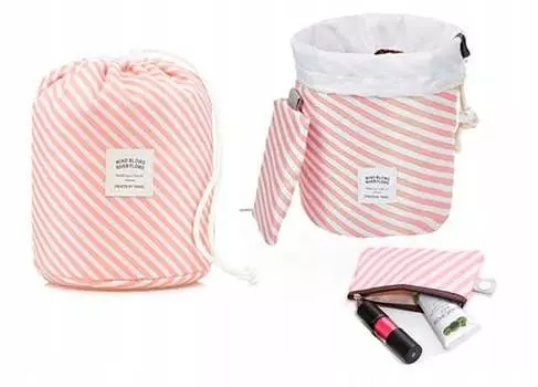 Дорожная круглая косметичка, просторная и удобная, Розовый Trip Story, розовый