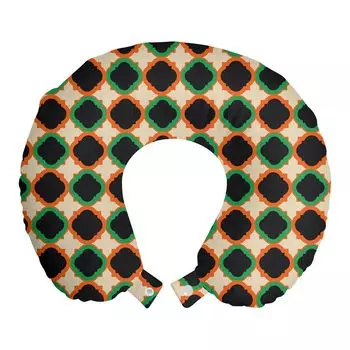 Дорожная подушка ABAKUHAUS Quatrefoil, поддержка шеи, средневековый мотив, дорожная вещь из пенопласта для самолета и автомобиля, 30x30 см, разноцветный кокса-серый