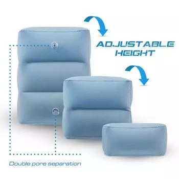 Дорожная подушка для поезда, автомобиля и самолета, надувная подушка для ног Подушка для пляжа и кемпинга Многофункциональная подушка с регулируемой высотой до 45x30x42 см (голубой) Feluna