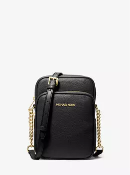Дорожная сумка через плечо Jet Set из шагреневой кожи среднего размера Michael Kors, черный