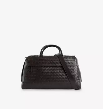 Дорожная сумка из кожи Intrecciato Bottega Veneta, серебряный