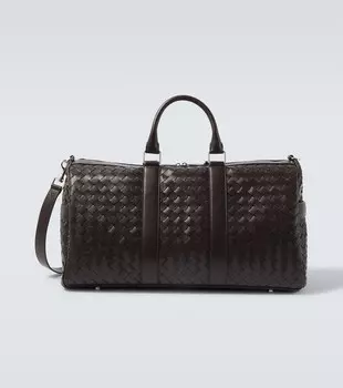 Дорожная сумка из кожи Intrecciato Bottega Veneta, Fondant-Silver