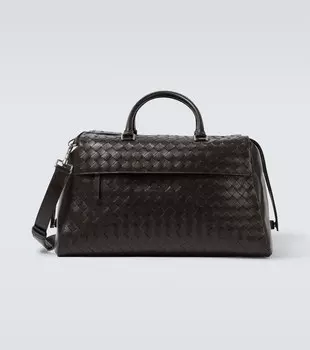 Дорожная сумка из кожи Intrecciato Bottega Veneta, Fondant-Silver