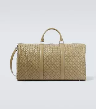 Дорожная сумка из кожи Intrecciato Bottega Veneta, бежевый