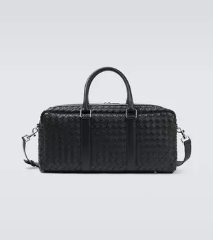 Дорожная сумка из кожи Intrecciato Bottega Veneta, черный