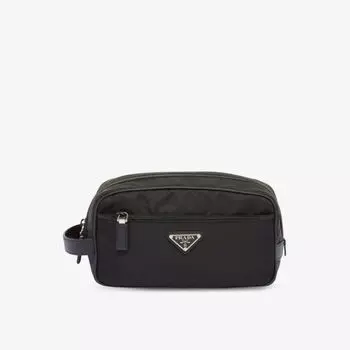 Дорожная сумка из переработанного нейлона, сафьяновой кожи и полиамида Prada, черный