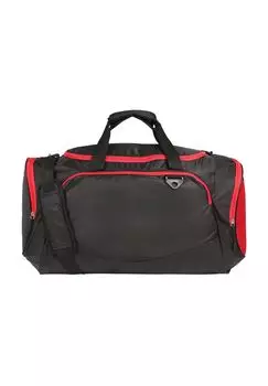 Дорожная сумка, молния, двухцветная, через плечо и ремень, структура Globetrotter, цвет Black Red