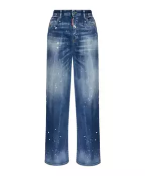 Дорожные джинсы с брызгами краски Dsquared2, синий