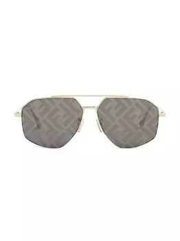 Дорожные солнцезащитные очки с логотипом FF 56MM Fendi, серебряный