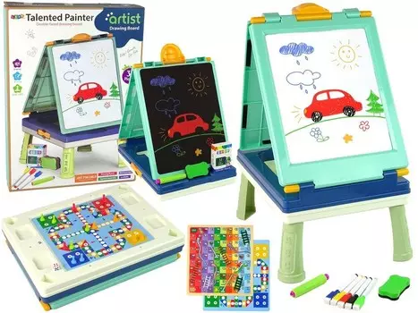Доска 3 в 1, двусторонний игровой стол, импорт из китайского монетного двора LEANToys Inna marka
