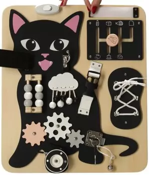 Доска для манипуляций с кошкой, сенсорные игрушки для малышей 2, 3 и 4 лет. PakaNiemowlaka