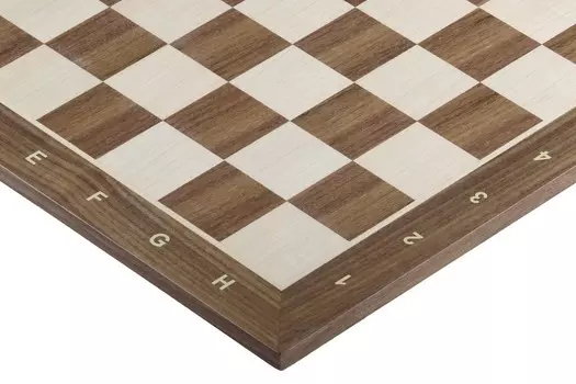 Доска шахматная №5+ (с описанием) орех/клен (маркетри) Sunrise Chess & Games