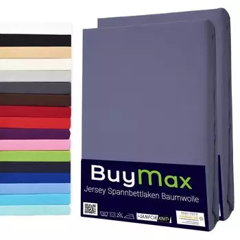 DOUBLE PACK приталенный трикотаж. Простыня из 100 % хлопка серого антрацита, размер 140 x 200 см Buymax