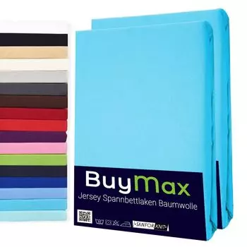 DOUBLE PACK простыня из джерси, 100 % хлопок, приталенная простыня бирюзового цвета, размер 160 x 200 см Buymax