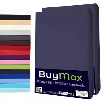 DOUBLE PACK простыня из джерси, простыня из 100 % хлопка антрацитового цвета, размер 160 x 200 см Buymax