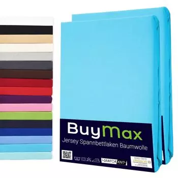 DOUBLE PACK простыня из джерси, простыня из 100% хлопка бирюзового цвета, размер 120 x 200 см Buymax