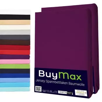 DOUBLE PACK простыня из джерси, простыня из 100 % хлопка баклажанового цвета, размер 200 x 200 см Buymax