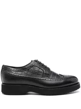 Doucal's броги с тиснением под кожу крокодила, черный