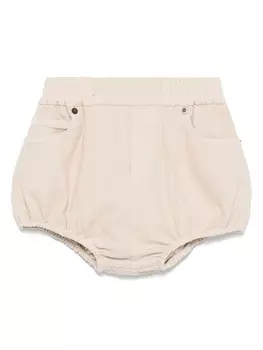 Douuod Kids шорты с вышитым логотипом, нейтральный цвет