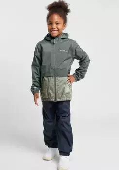 Дождевик Jack Wolfskin "RAINY DAYS 2L JKT K", с капюшоном, зеленый