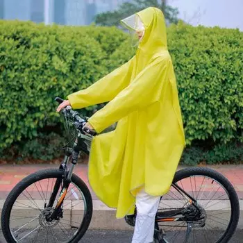 Дождевик Jiaolu для езды на горном велосипеде, одинарное пончо от дождя на все тело (лимонно-желтый, размер XXXL с рукавами * 2)