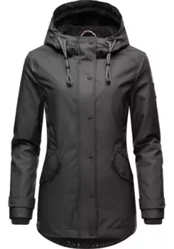 Дождевик Navahoo "Lindraa", с капюшоном, стильная непромокаемая куртка для активного отдыха с плюшевым мехом, черный