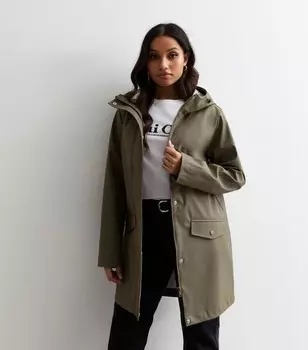 Дождевик Petite цвета хаки с капюшоном New Look, хаки