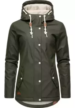 Дождевик Ragwear "Мардж" с капюшоном, женский зимний плащ на теплой подкладке, зеленый