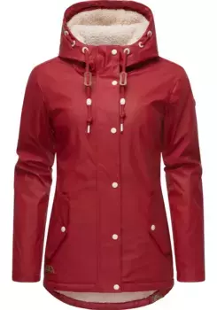 Дождевик Ragwear "Мардж" с капюшоном, женский зимний плащ на теплой подкладке, красный