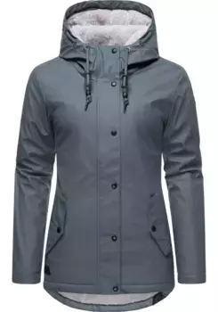 Дождевик Ragwear "Мардж" с капюшоном, женский зимний плащ на теплой подкладке, серый