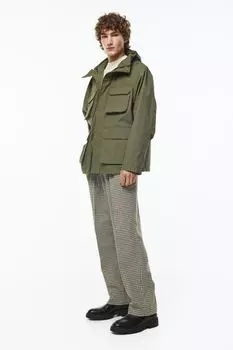 Дождевик с капюшоном H&M, хаки зеленый