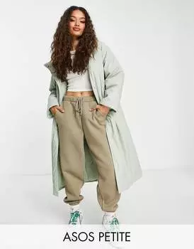 Дождевик серого цвета с подкладкой ASOS DESIGN Petite