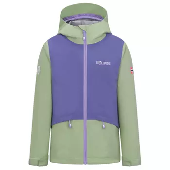 Дождевик Trollkids Girl's Gjende, цвет Violet Blue/Pistachio Green/Lilac
