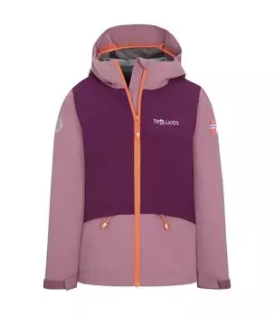 Дождевик Trollkids Gjende, цвет Orchidee Rosa/Maulbeere/Pfirsich